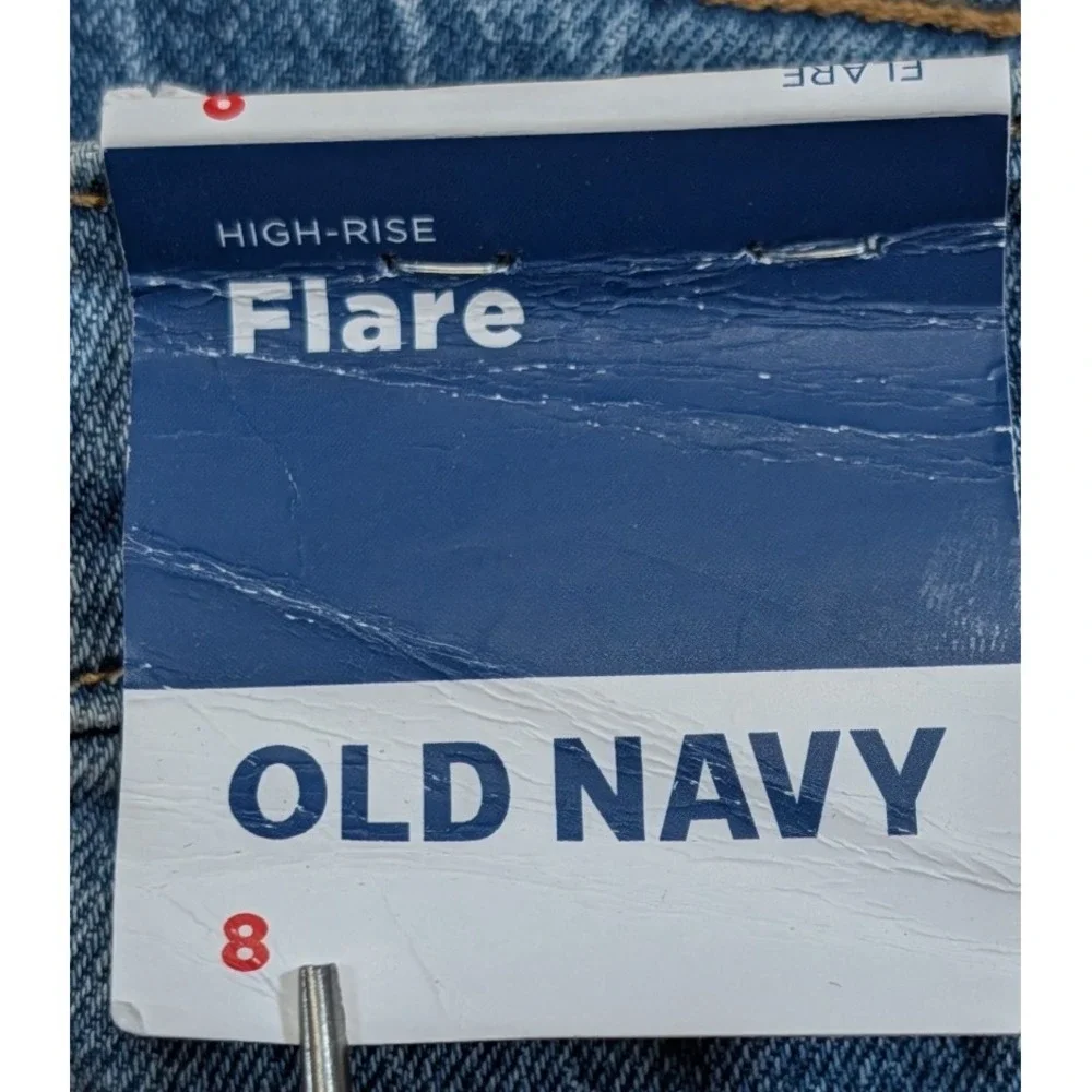 Old Navy Girls Size 8 Flare Jeans NWT High Rise Distressed Blue